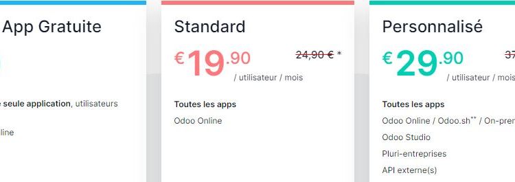 tarif odoo