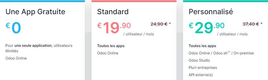 tarif odoo